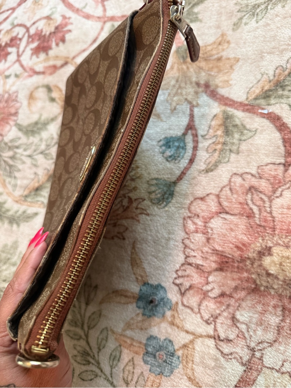 Coach Brown Signature Canvas Clutch with Gold Accent - Picture 9 of 9
